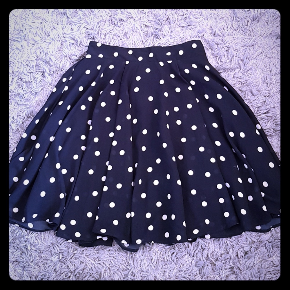 Maison Jules Navy Blue Polka Dot Skirt